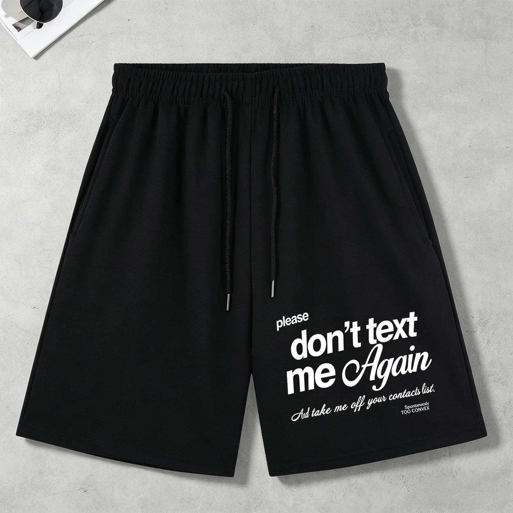 

Мужские брюки с карманами и дизайнерским принтом "Don't Text Me Again", летние мягкие шорты, универсальные, на шнурке, уличная одежда унисекс, модная уличная одежда