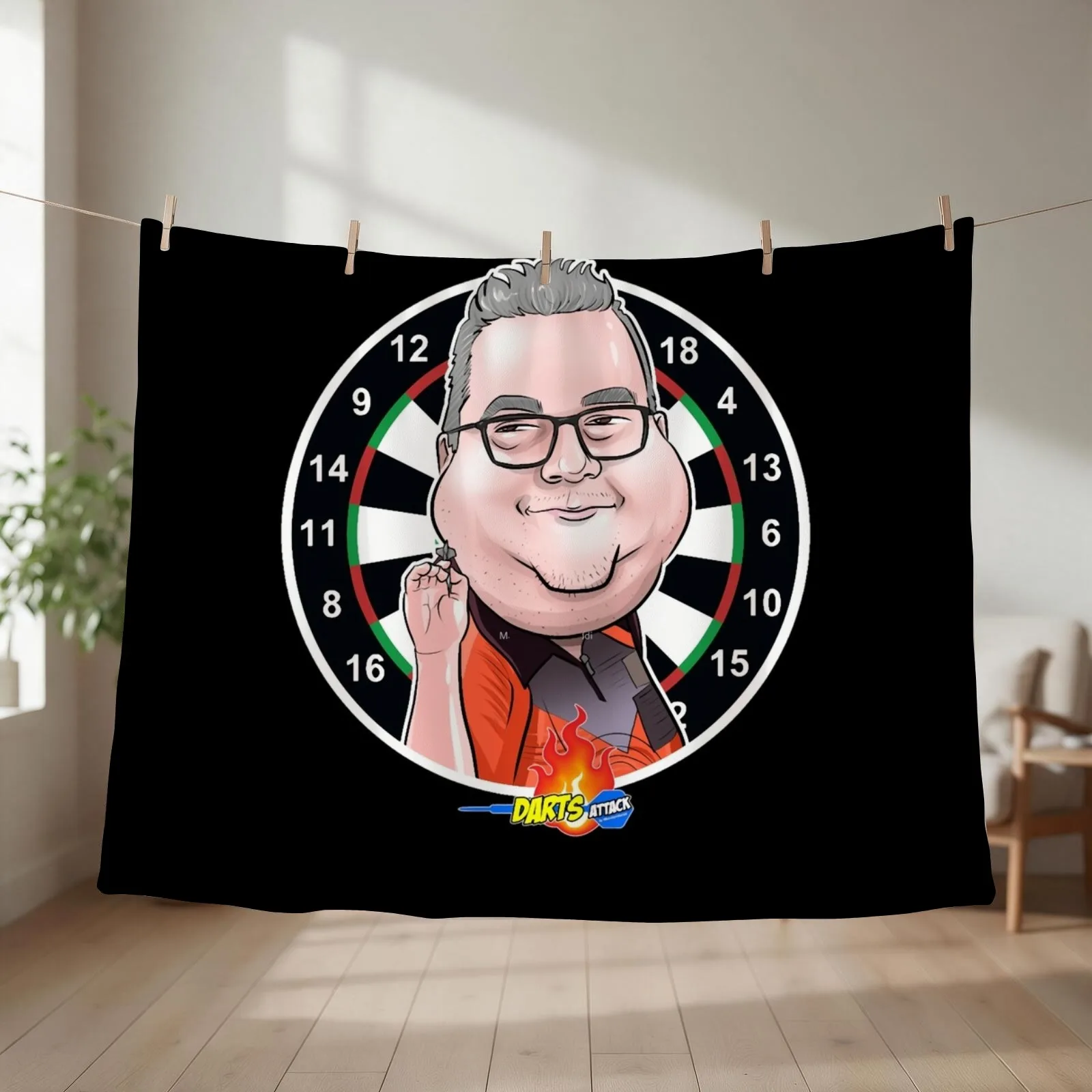 Caricatura Stephen Bunting by Darts Attack Throw Blanket couch cozy soft plush fuzzy picnic outdoor blanket