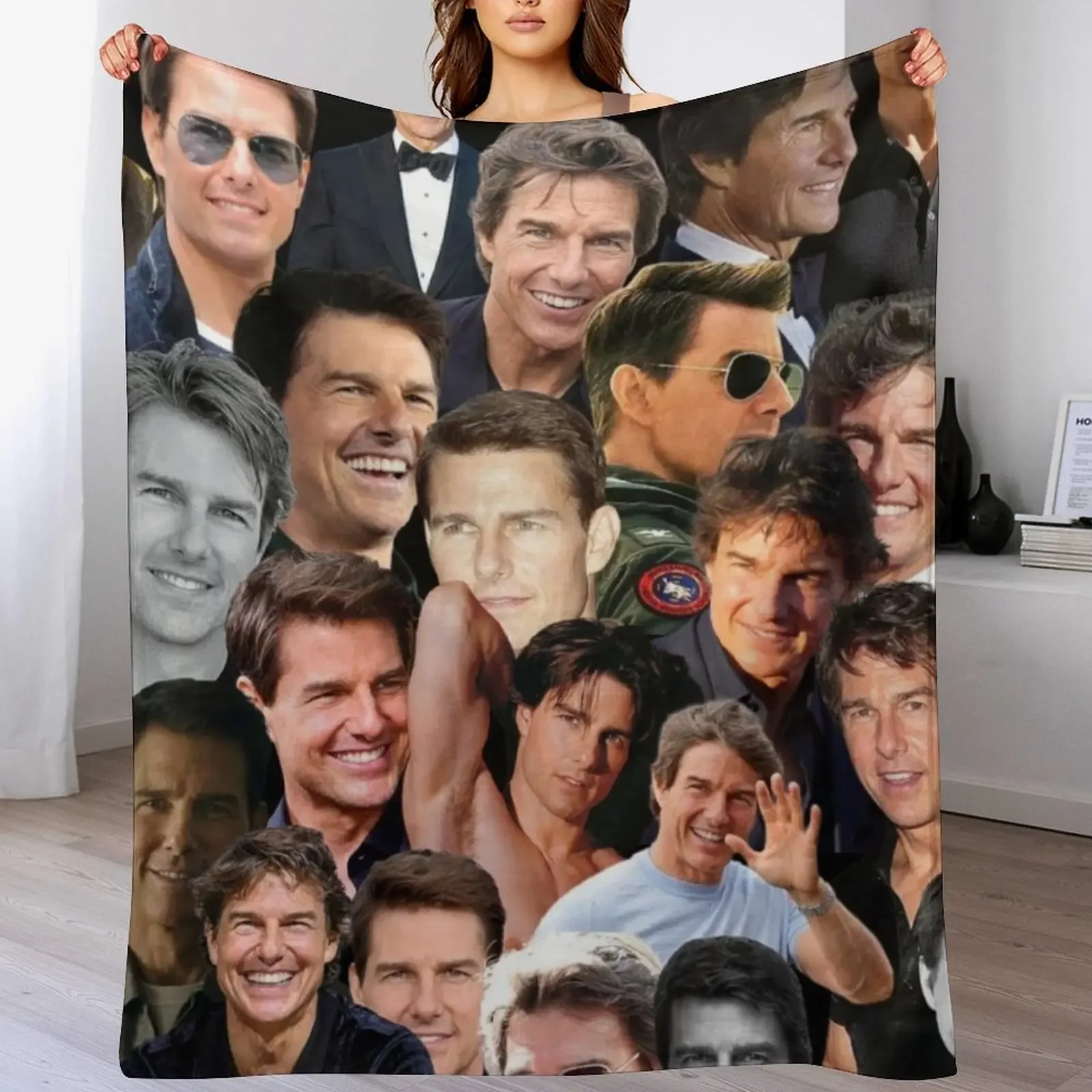 

tom cruise photo collage Throw Blanket Blankets Sofas Of Decoration Thins Beach decorative Blankets