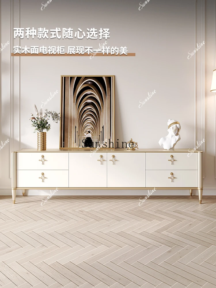 원목 셸 TV 캐비닛 바닥부터 천장까지 통합된 거실 가구 고급스러운 심플한 다용도 서랍장 FT