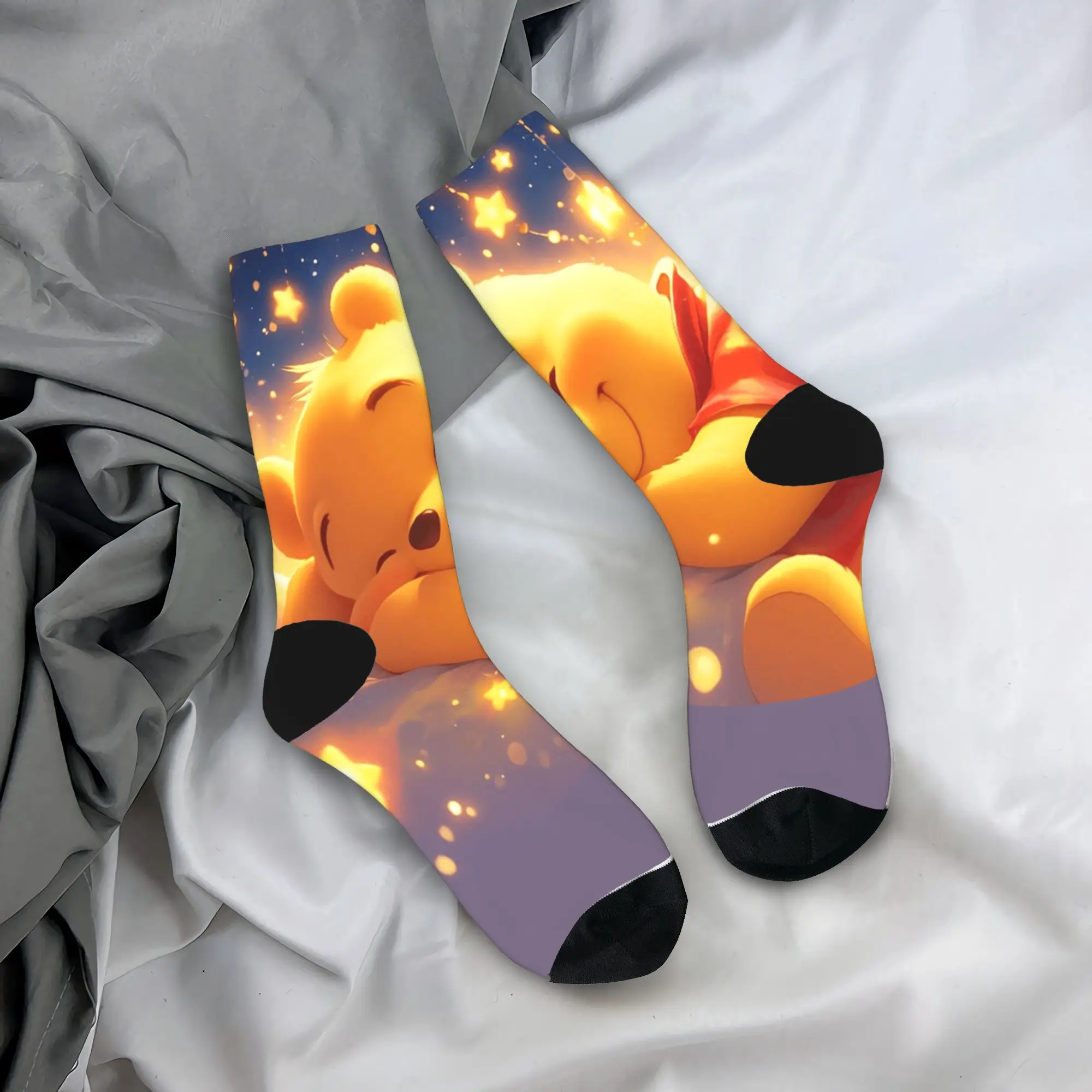 

Winnies the Poohs Good Night, дизайнерские корейские носки, зимние нескользящие носки, мужские качественные носки для скейтборда