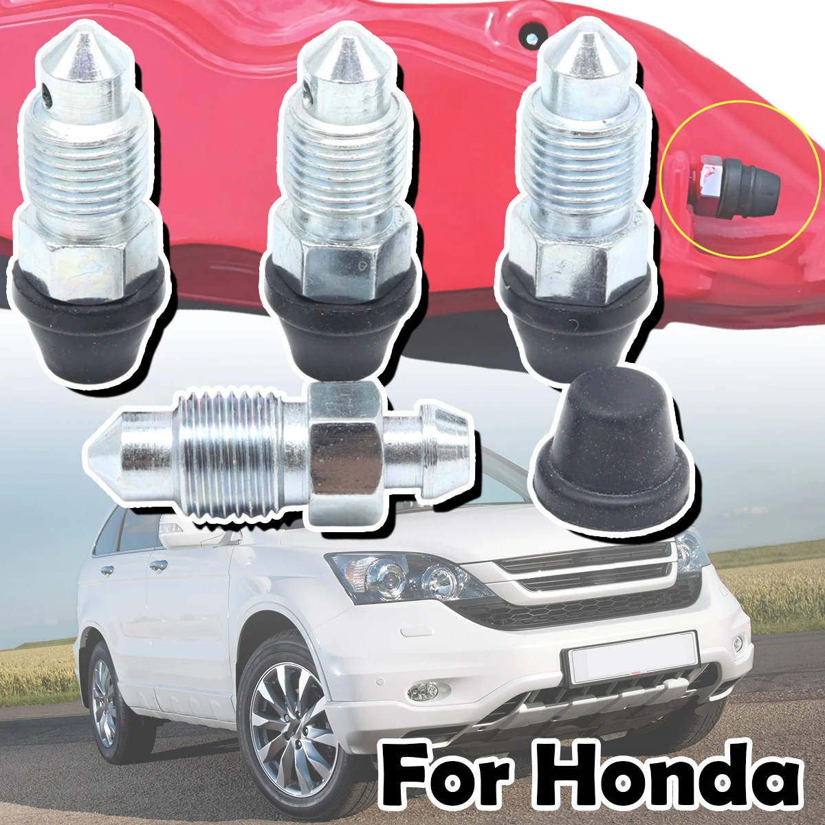 

Front Rear Bleeder Valves and Rubber Dust Caps Left Right Caliper Bleed Nipple Screw Repair Kit For Honda Civic 1.8 2.2 1.4 CRV