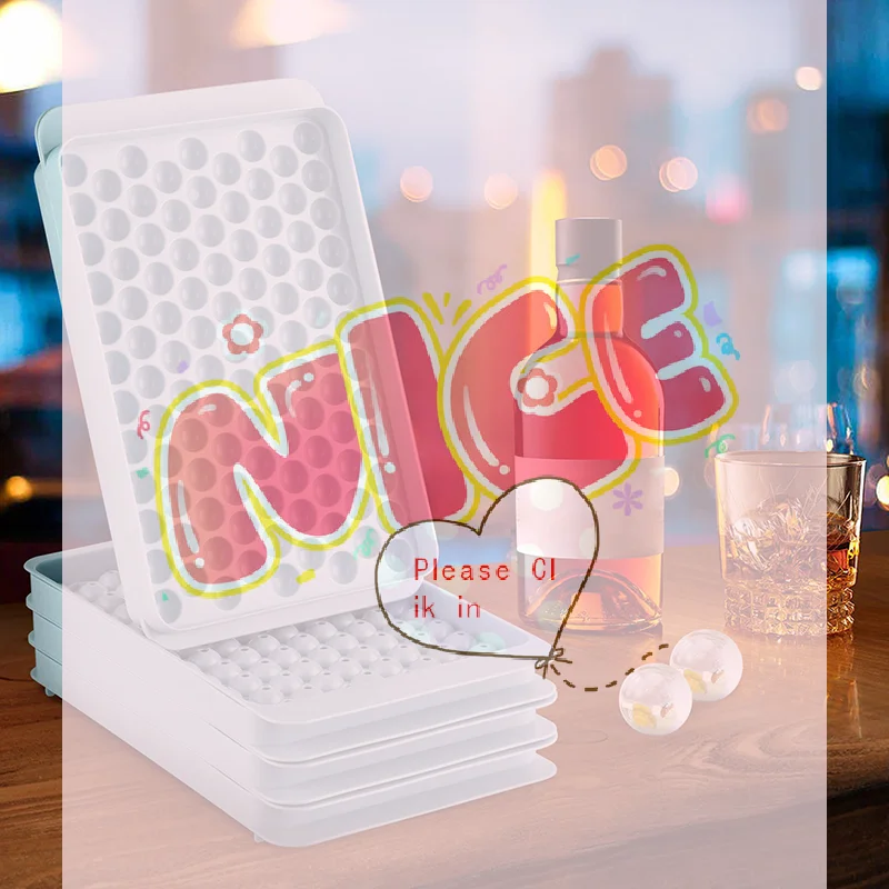 1Pc 104 Grid Round Silicone Ice Cube Trays Small Ice Cube Molds Easy Release Ice Cube for Chilling Whiskey Cocktail Soft Mold