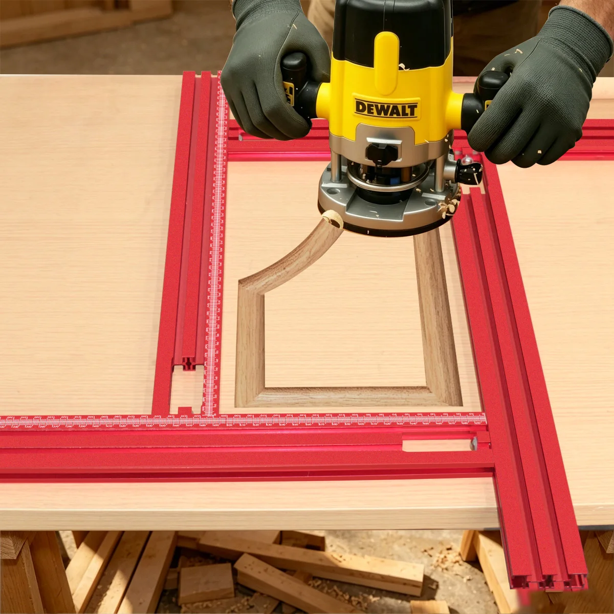 Adjustable Guide Rails Woodworking Cutting & Routing Guide for Trimming Milling Grooving & Engraving   Brackets Accessories