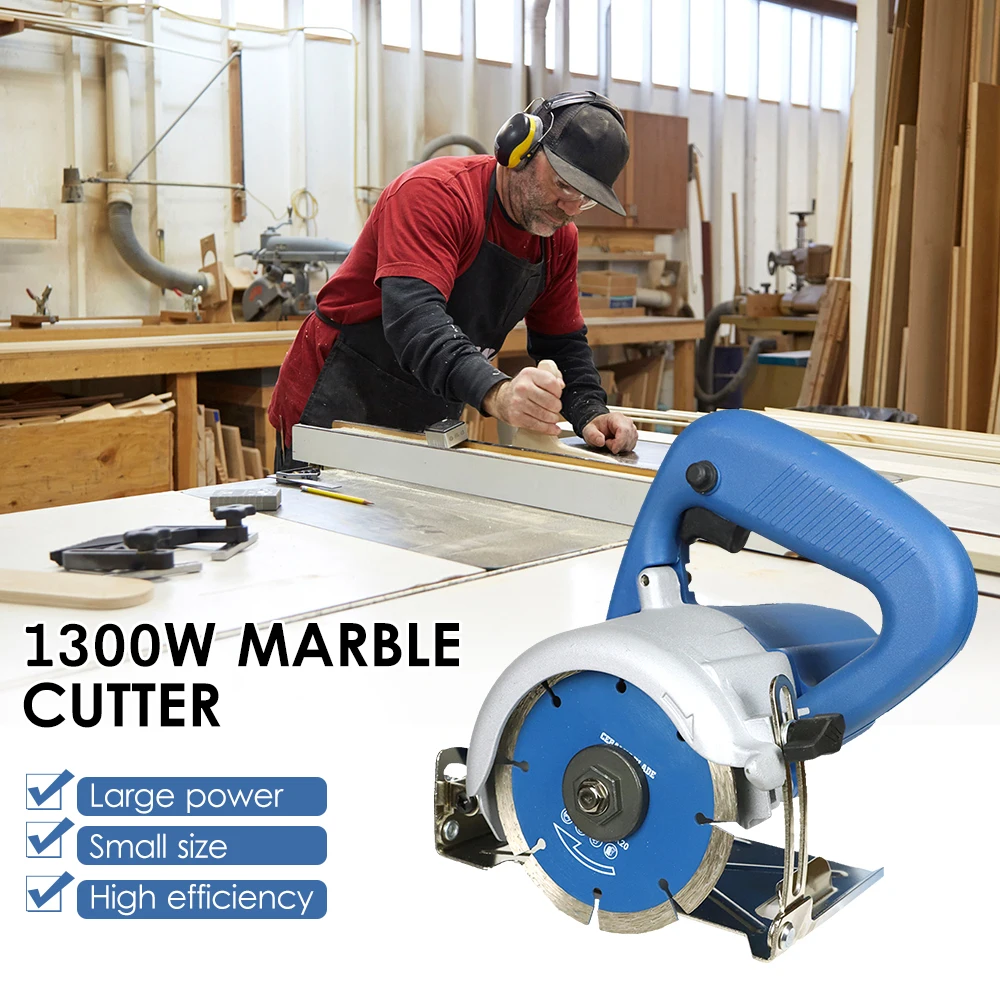 1200W Marble Cutter Ceramic Tile Cutting Machine Tile Saw Power Tile Masonry Saw 0-45 Degree Bevel Cutting 0-32 Depth Adjusting