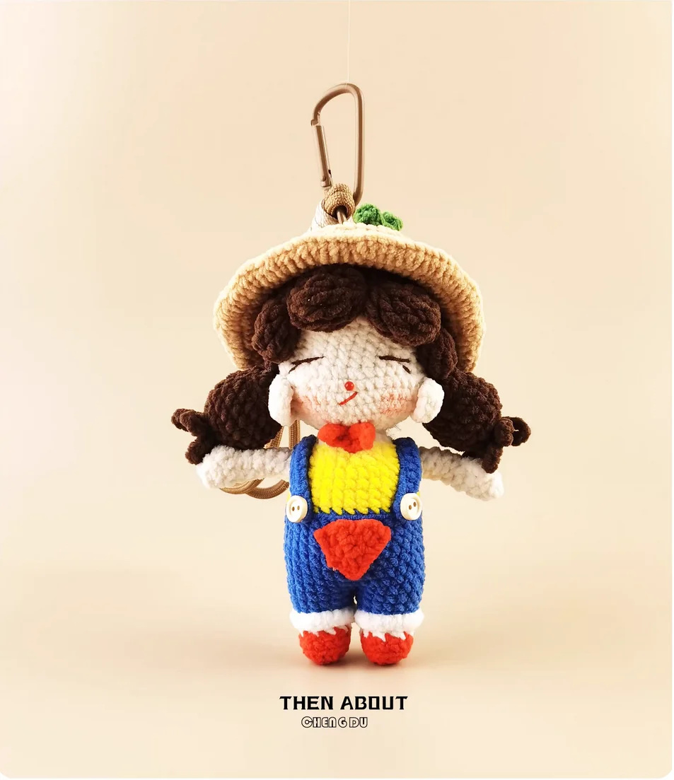 

Cute little gardener round girl doll bag pendant ornaments backpack pendant gift