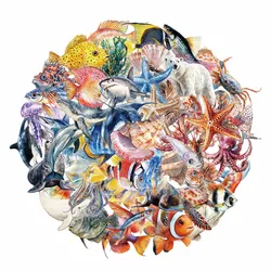 50PCS Marine Life Decorative Stickers Handbooks Personalized Computer Phone Cases Stickers Garden Series Waterproof Stickers
