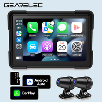 GEARELEC 5 inch Motorcycle GPS Wireless Portable Carplay Android Auto Car Stereo Navigation Dual 1080P Camera Motorbike Dash Cam