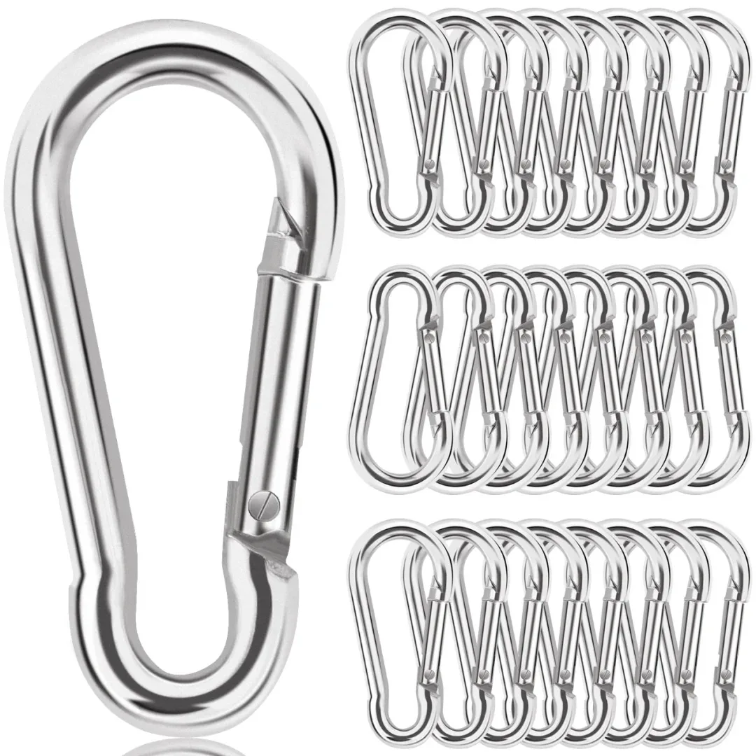 1/10Pcs Mini Alloy Spring Carabiner Snap Hook Carabiner Clip Keychain EDC Survival Outdoor Camping Tools Silver Size 41*20*4mm