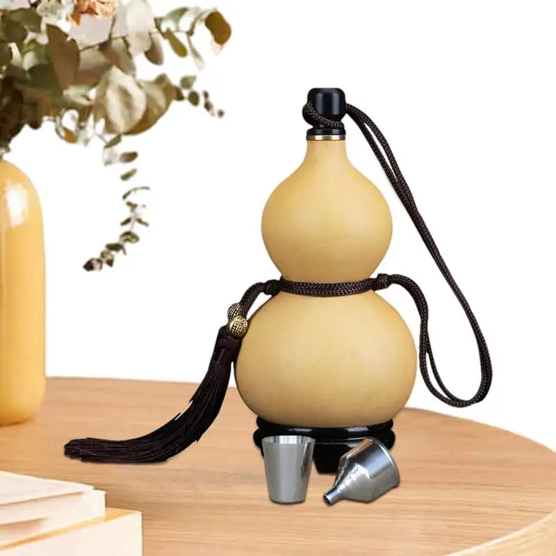 

Gourd Bottles Wine Bottle With Tassel Chinese Feng Shui Hu Lu Gourd Ornament Outdoor Portable Water Bottle With Stopper Natural