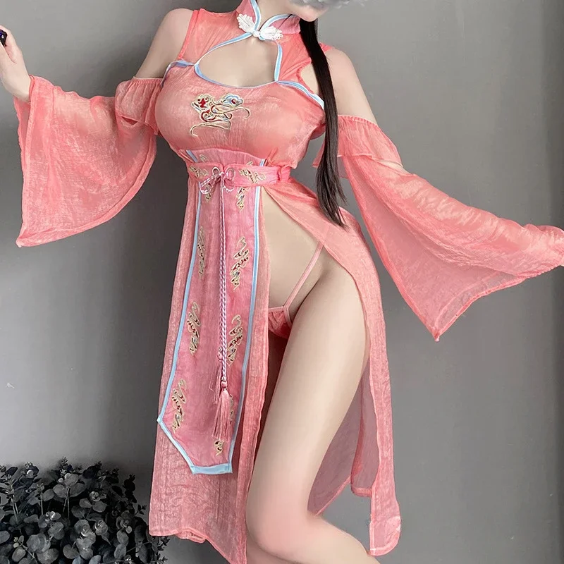 

Sexy Chinese Cosplay Princess Dress Women's Hanfu Underwear Costumes Ancient Clothes Traditional Improve Cheongsam Skirt Pajamas