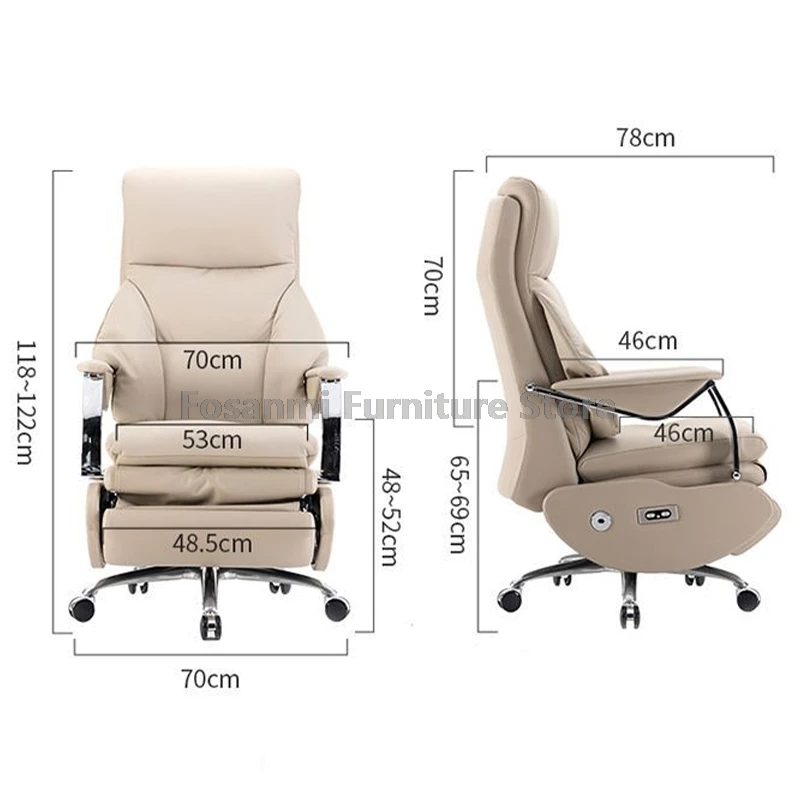 人間工学に基づいた厚いハイバックオフィスチェア高さ調節可能なコンピュータ回転椅子リクライニングレザーホームゲーマーチェアホイール付き