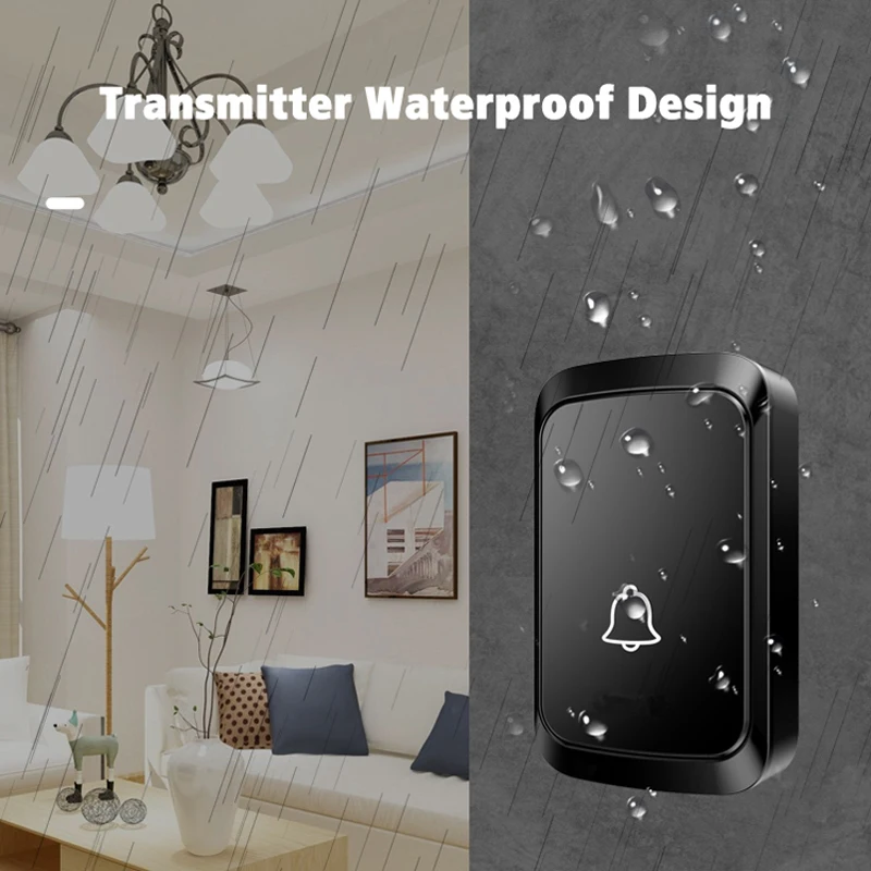 Wireless Doorbell Waterproof Welcome Chime Home Door Bell Intelligent 36 Songs Smart Melodies Alarm Without Battery