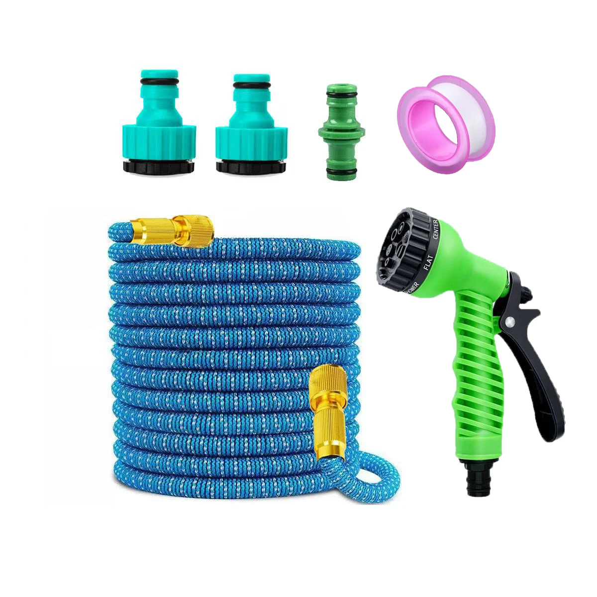 Expandable Garden Hose 25FT 50FT 75FT 100FT, Retractable Water Pipe with 6 Modes Spray Gun & Brass Connectors, Quick Fittings
