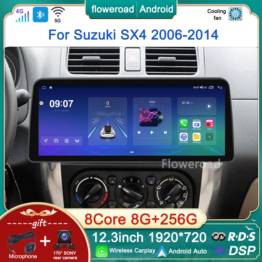 

12.3inch Android Stereo For Suzuki SX4 2006 2007-2013 for Fiat Sedici 2005-2014 Car Radio Multimedia Player GPS Carplay NO 2 DIN