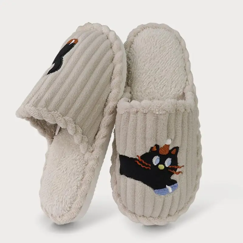 Cartoon-Katzenmuster Warme Hausschuhe für Damen Weiche Leichte Rutschfeste Plüsch-Hausschuhe 2026 Winter Paar-Modell Übergrößen Flauschige Schuhe – Detail 8
