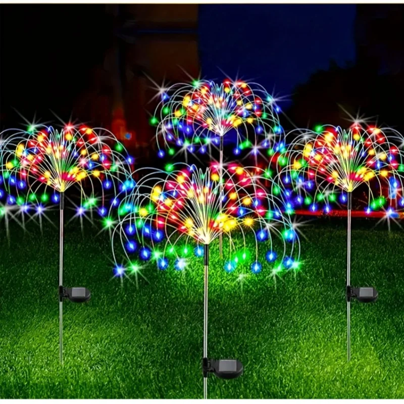 Fuochi d'artificio solari a LED luci montate a terra cortile decorazione del giardino atmosfera paesaggistica luci da giardino per esterni impermeabili