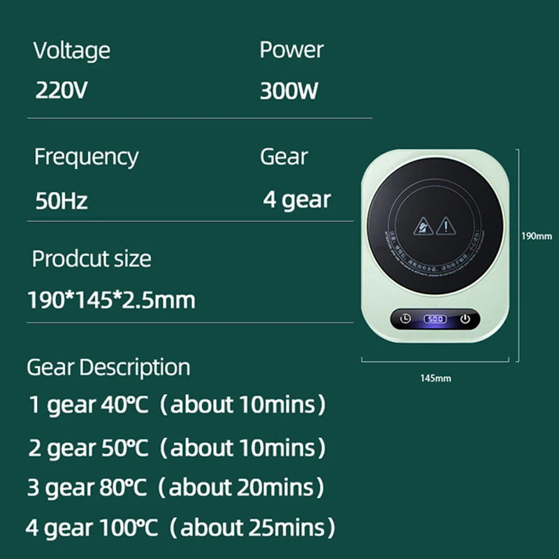 جهاز تسخين كوب القهوة الكهربائي 300 واط 100 ° سخان كوب C 4 تروس قابل للتعديل لوح تسخين قاعدة تسخين لحليب الشاي 220 فولت