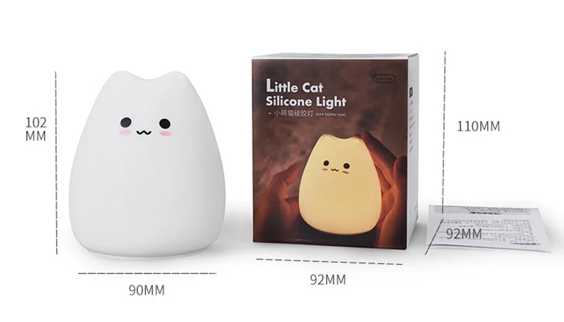 LED Colorful Night Light Animal Cat Silicone Soft Cartoon Baby Nursery Lamp for Gift Dropshipping