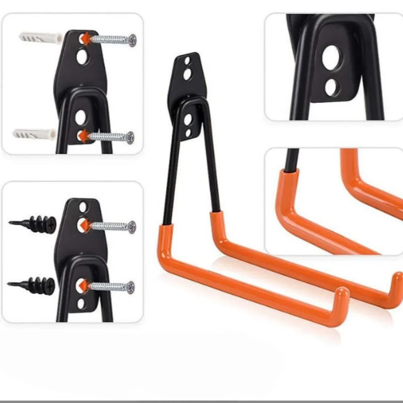 Wall Mount Heavy Duty Metal Hook Anti Slip Garage Organizer Hanger for Bicycle, Ladder & Garden Tools Backyard Storage