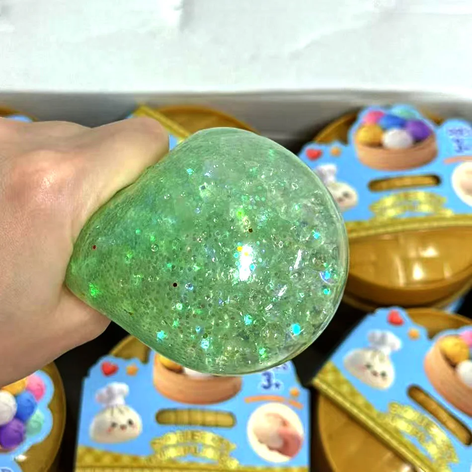 New 1-12pcs Glitter Dumpling Glitter Dumpling Squishy with Box Dumplings Sensory Squeeze Toy for Stress Relief image 5