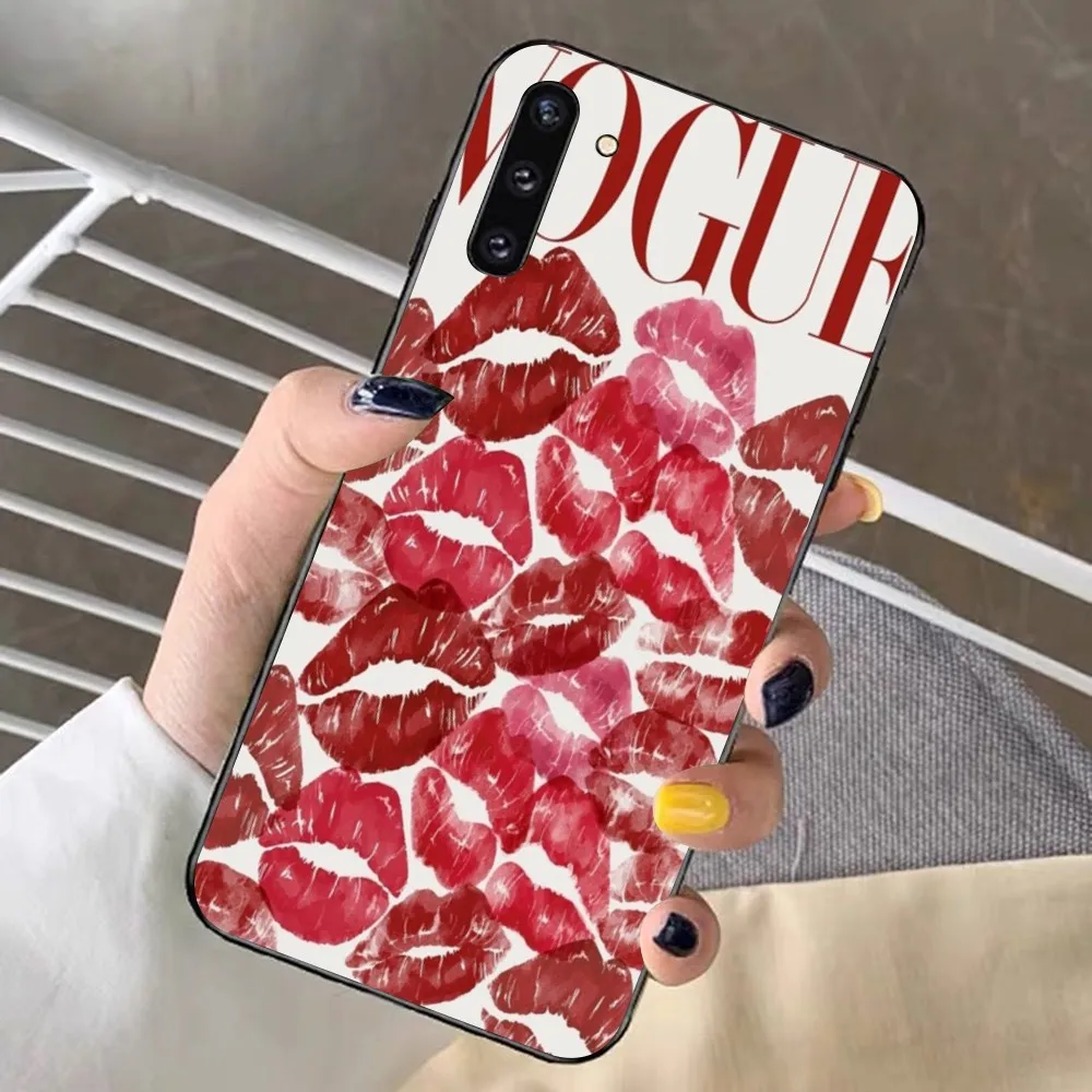 Red Lip Print Graphic Phone Case For Samsung Note 8 9 10 20 Pro Plus Lite M 10 11 20 30 21 31 51 A 21 22 42 02 03