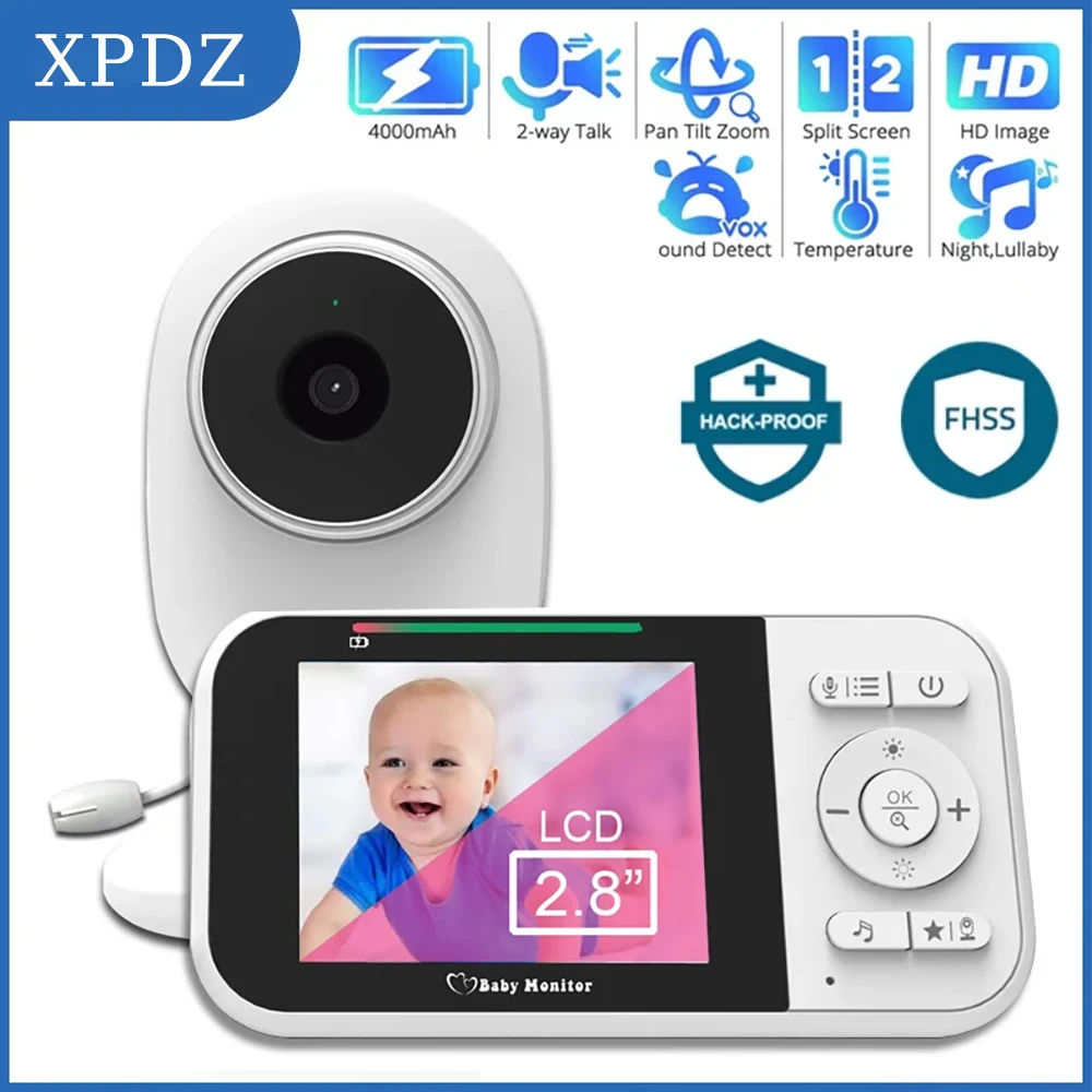 Video Baby Monitor 2.4G Wireless With 2.8 Inches LCD Mother Kids Two-way Audio Talk Night Vision Surveillance Security Camera