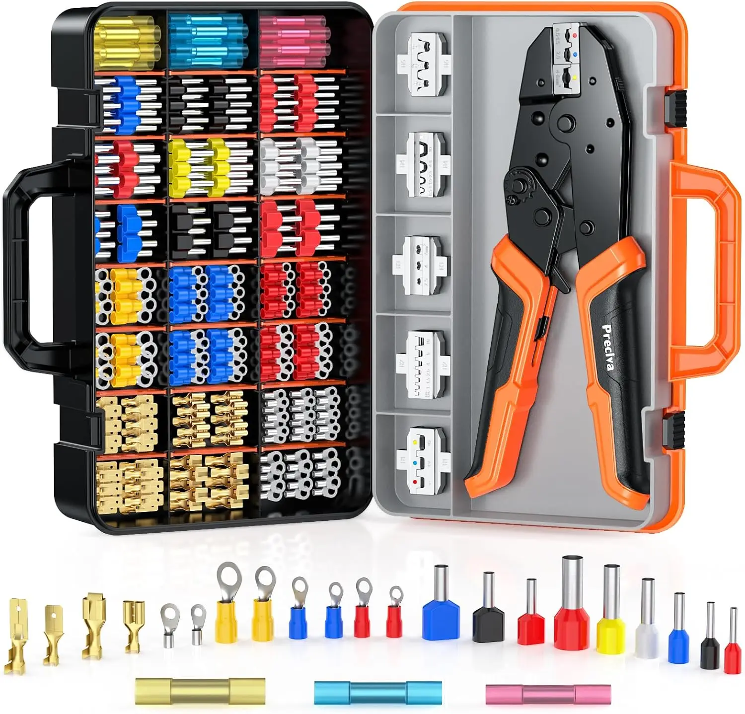 

6 PCS Crimping Tool Set with 395 PCS Connectors, Ratcheting Wire Crimper for Heat Shrink, Insulated & Solar Connectors