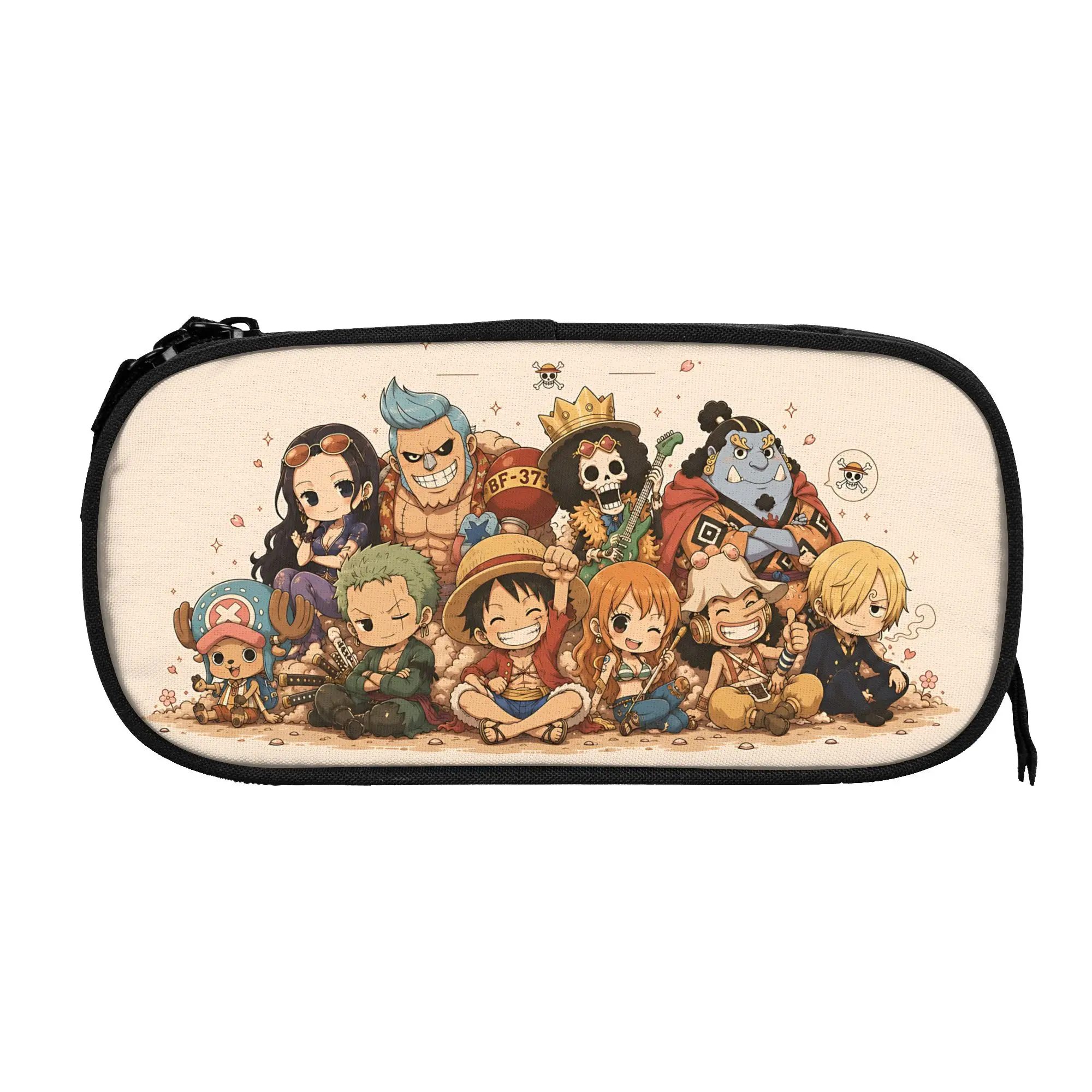 Large Capacity Bags For Child Cartoon Luffy Chibi Crew Pattern One-Pieces Handheld Study Bag For Boys Gilrs Kids