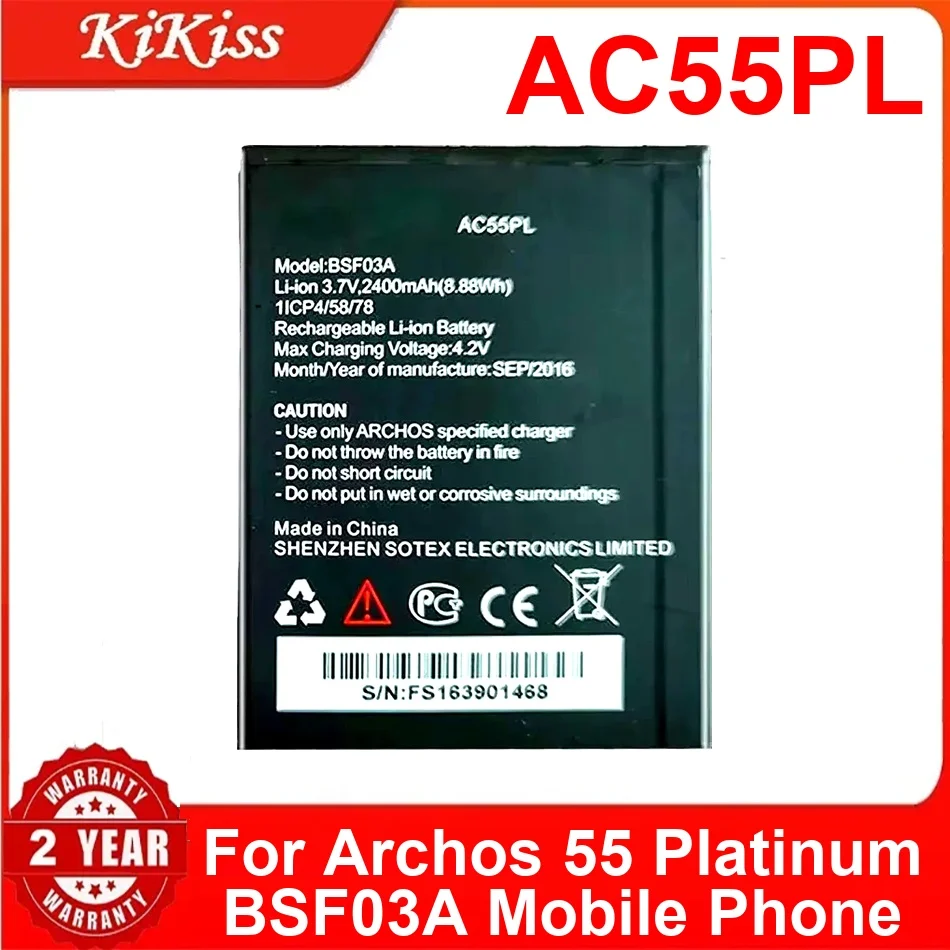

Аккумулятор мобильного телефона AC55PL емкостью 2400 мАч для Archos 55 Platinum BSF03A с быстрой зарядкой, перезаряжаемый