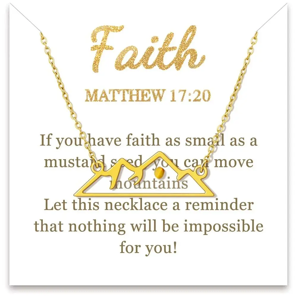 هدية مسيحية قلادة بذور الخردل فضية اللون من الفولاذ المقاوم للصدأ قلادة على شكل بذور الإيمان مستطيلة الشكل #2