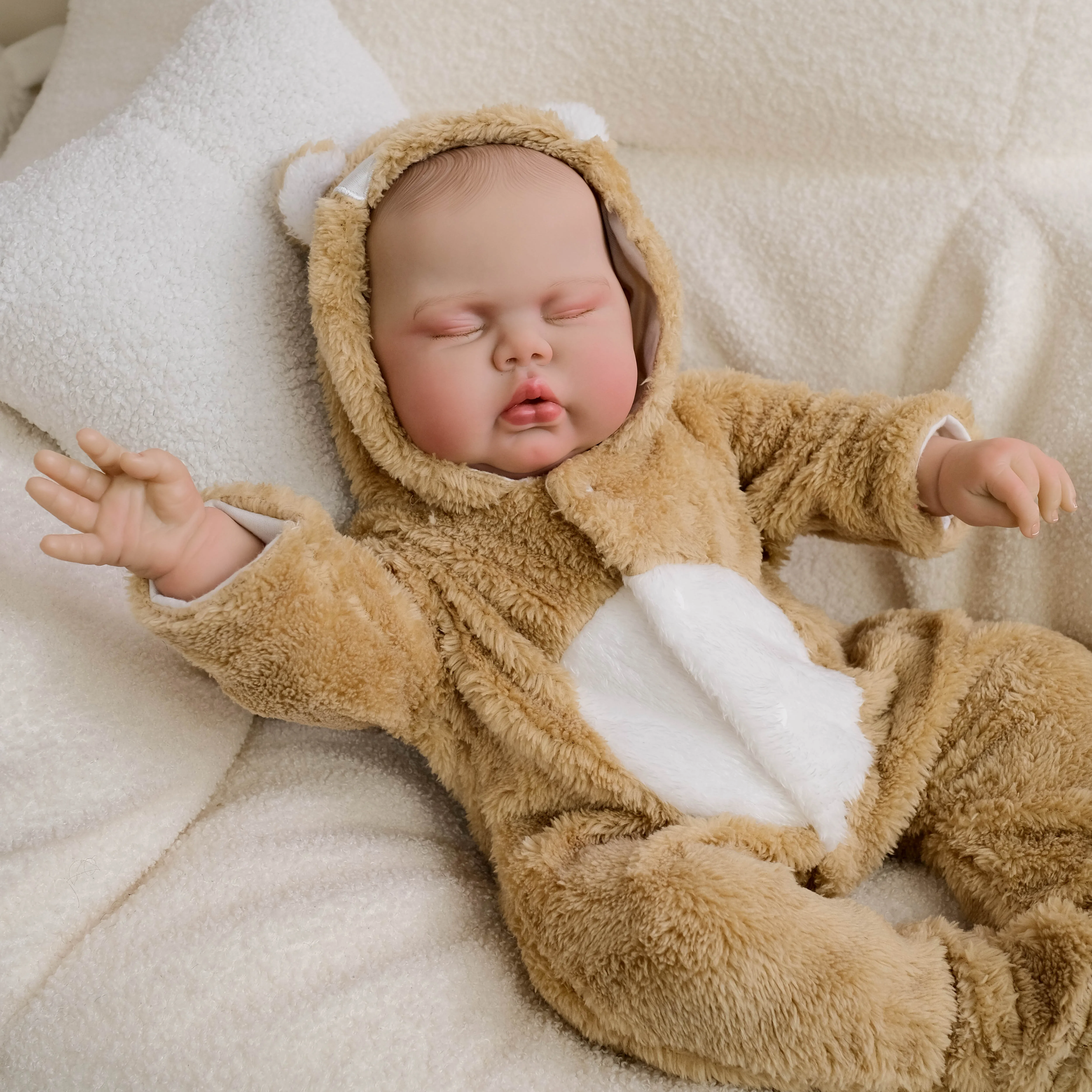 NPK 19 بوصة نابض بالحياة تولد من جديد دمية طفل التوائم المخللات القماش الناعم الجسم رسمت باليد الشعر محبوب الوليد دمية طفل لجامعي #3