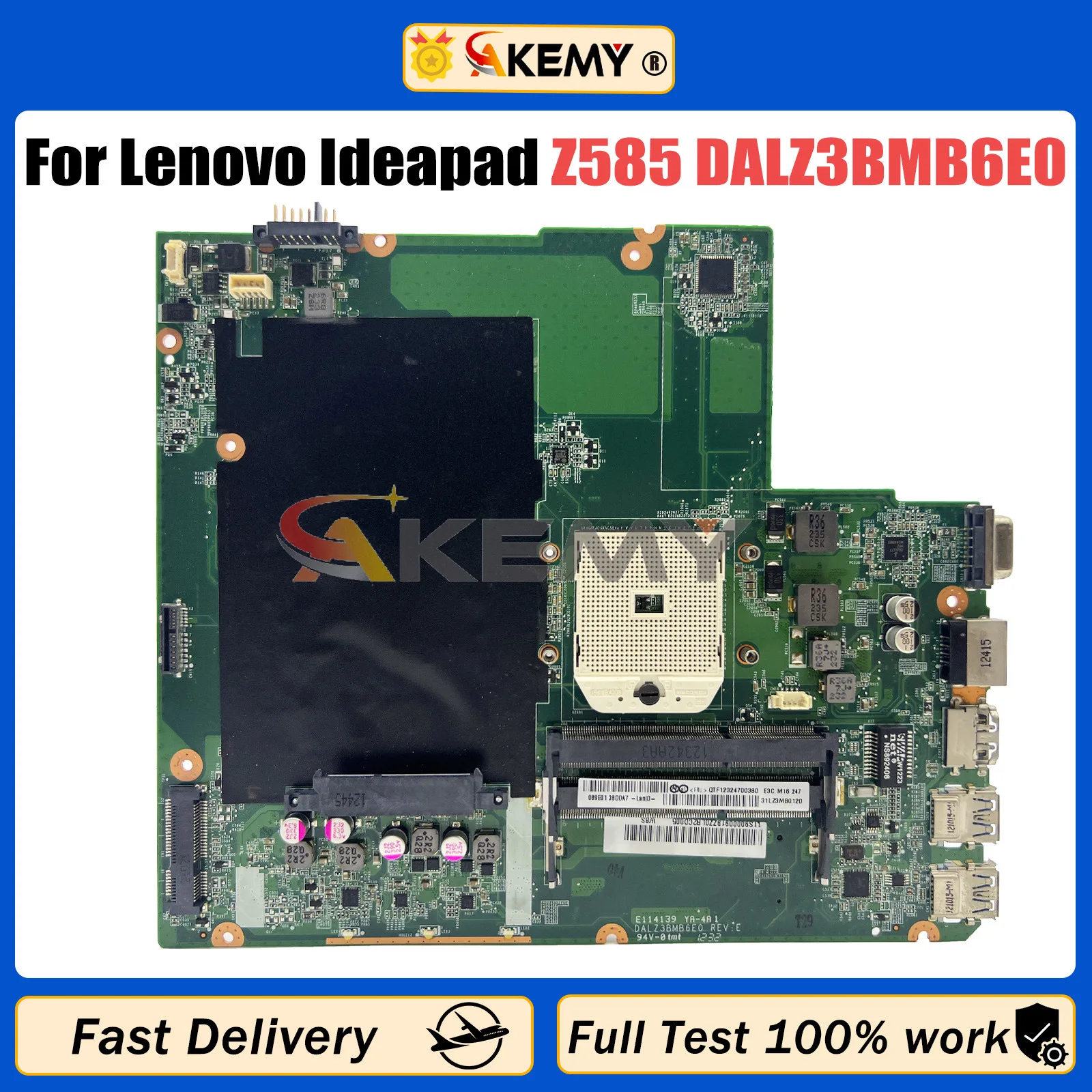 AKEMY DALZ3BMB6E0 Laptop Motherboard For Lenovo IdeaPad Z585 Mainboard FRU:90000919 DDR3 100% Tested Work