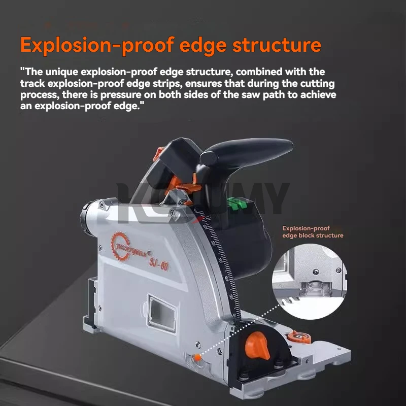 Commercial Rail Track Brushless Electric Saw Woodworking Portable Cutting Machine Hand-held Cutting Clean Saws with 1.4m Rail