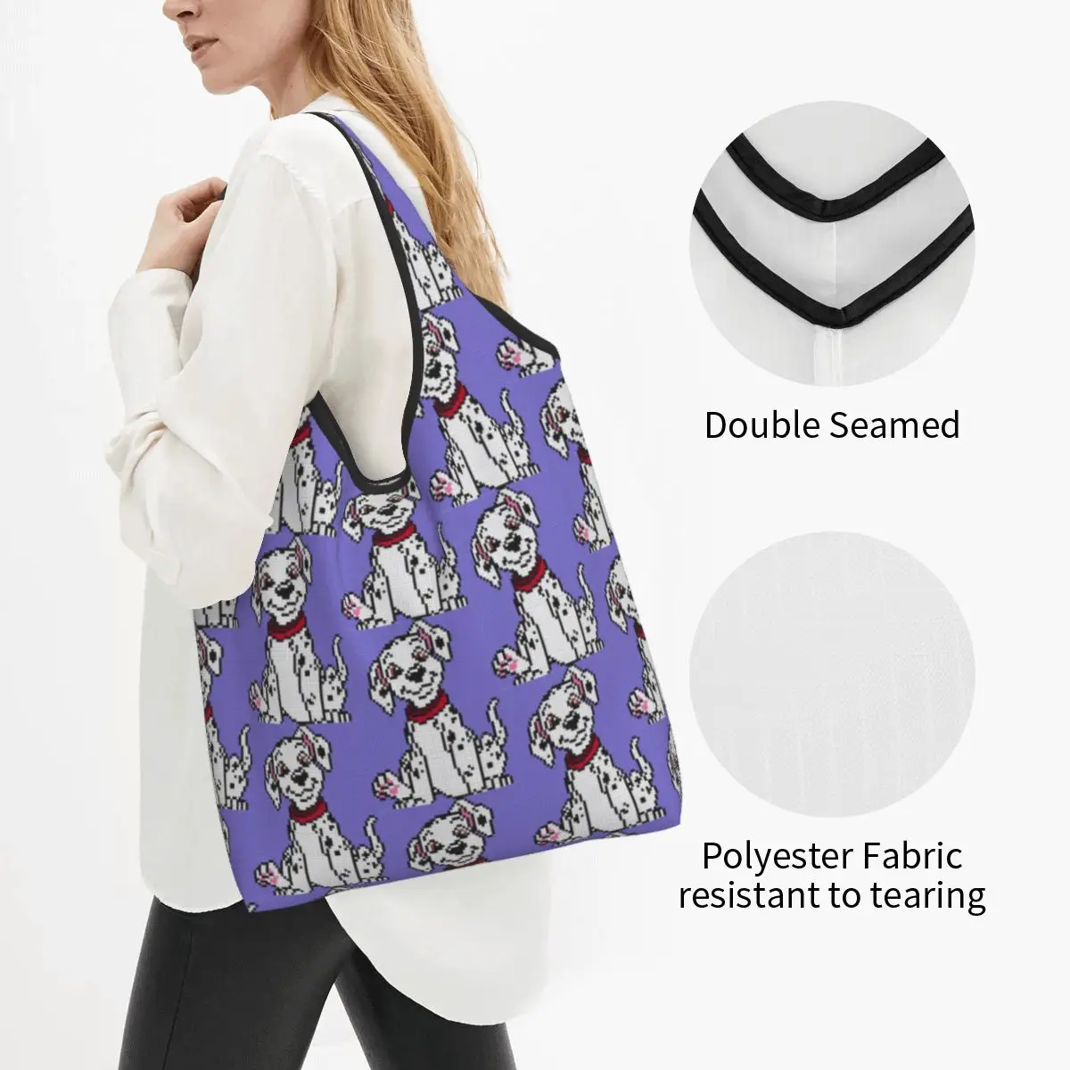 Fashion Printing Disney One Hundred And One 101 Dalmatians Shopping Tote Bag Portable Shoulder Shopper Animated Films Handbag