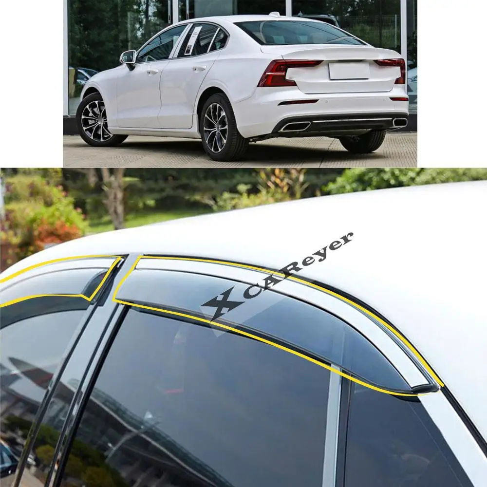 

For VOLVO S60 2020 2021 2022 Car Body Styling Sticker Plastic Window Glass Wind Visor Rain/Sun Guard Vent Parts