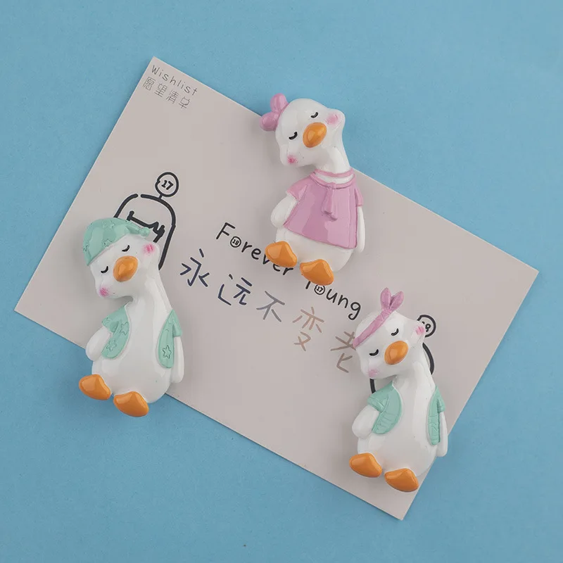 Simple Creative Cartoon Cyber Star Cute Crooked Necked Duck magnetic Resin Refrigerator Sticker Stereoscopic Magnetic Attraction