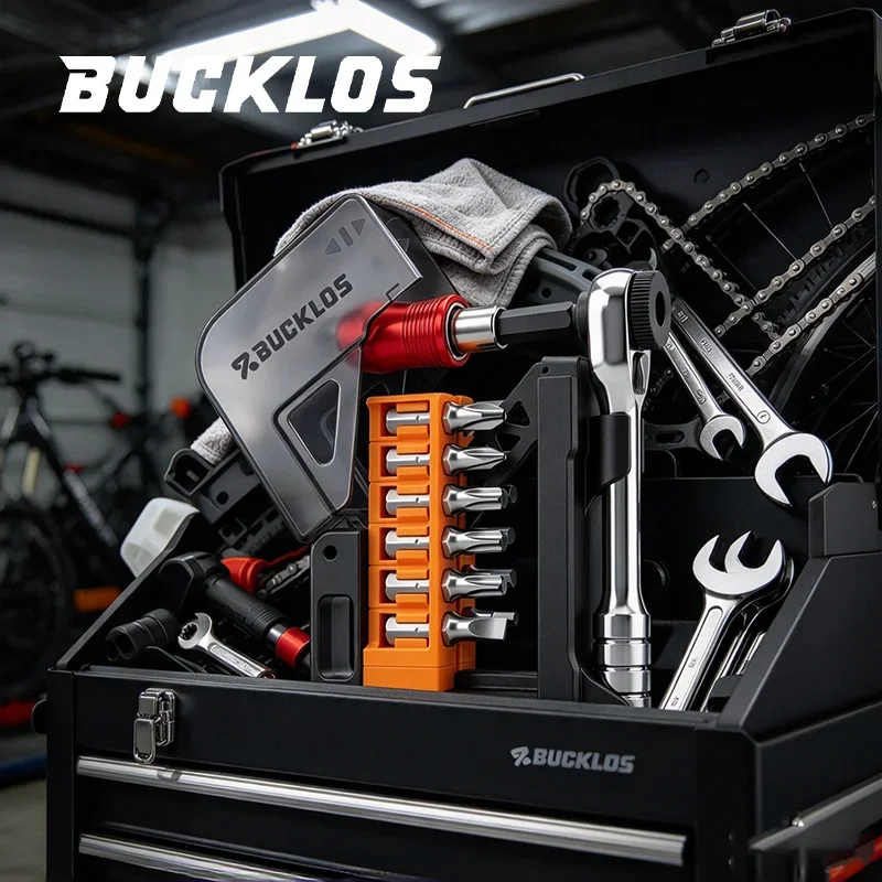 BUCKLOS Multi-function Ratchet Wrench Set 17in1 Universal Bike Repair Kit Road Bicycle Maintenance Tools with Screwdriver Bit