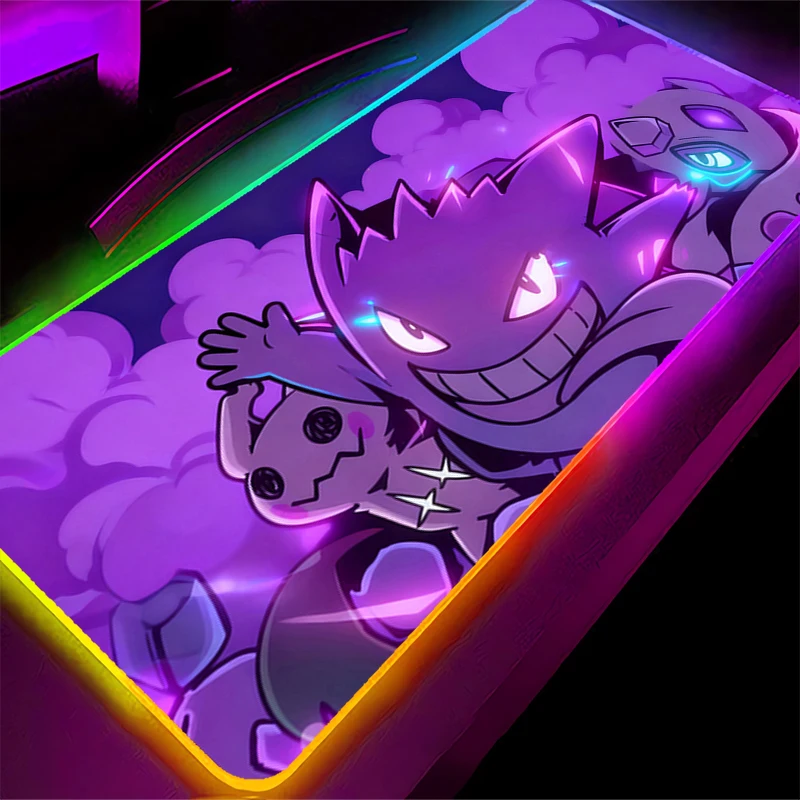 

Rubber LED Mouse Pad Locking Edge Pokemon Gengar Backlight Gaming xxl Computer Keyboard Gamer RGB Desk Mat alfombrilla Mousepad