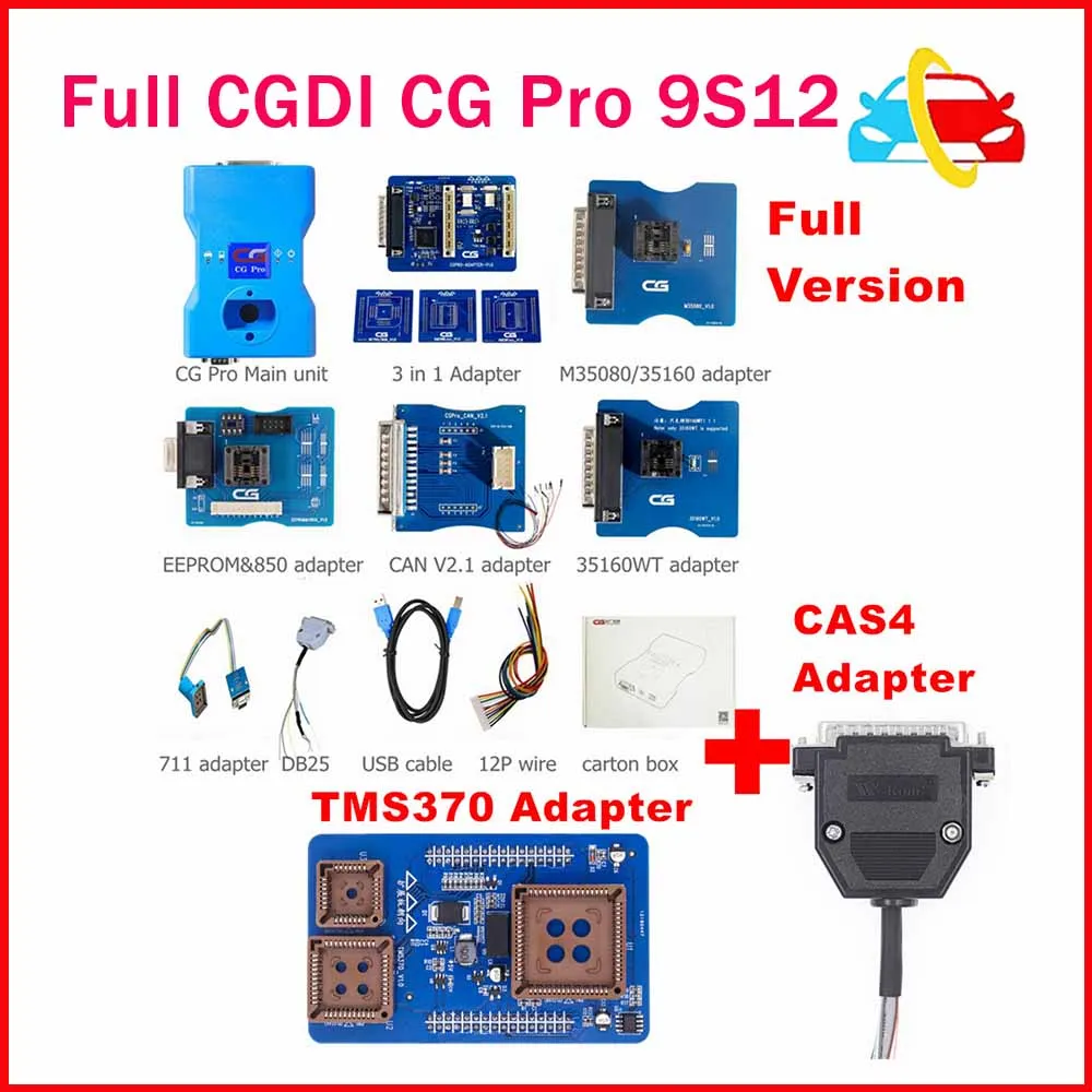 

Full Version CGDI CG Pro 9S12 Freescale For BMW OBD2 Programmer With All Adapters Including New CAS4 DB25 And TMS370 Adapter