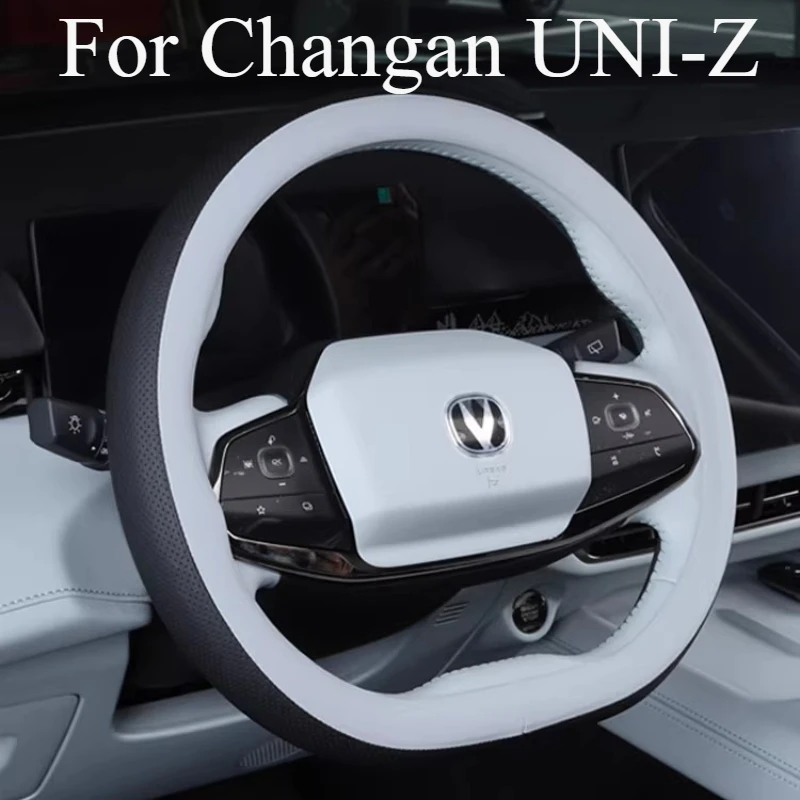 

For Changan UNI-Z Steering Wheel Cover – Leather Grip Wrap, Anti-Slip Breathable Car Steering Wheel Protector for UNIZ