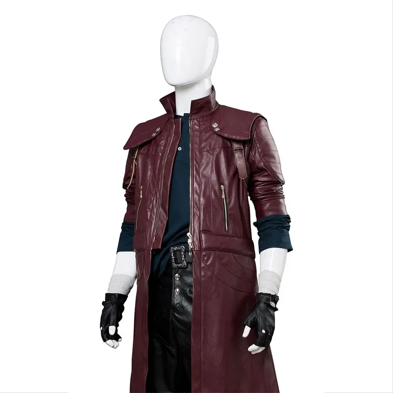 Dante Cosplay Mannen Kostuum Spel Dmc 5 Vermomming Pruiken Outfits Mannelijke Leren Jas Volwassen Mannen Roleplay Halloween Carnaval Feestpakken