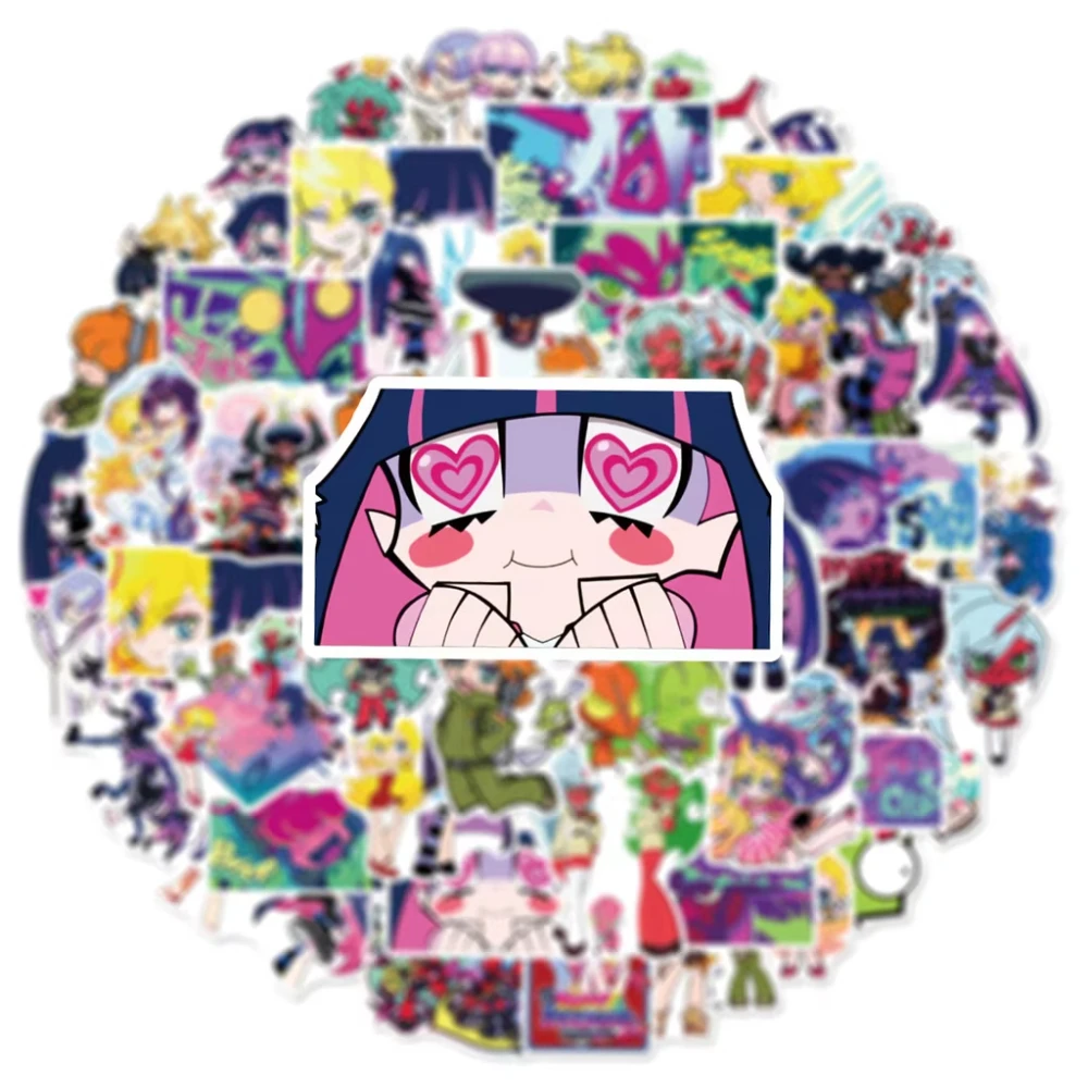 60Pcs Japanese Anime Panty & Stocking Graffiti Stickers Birthday Gift for Luggage Laptops Phone Waterproof Decals