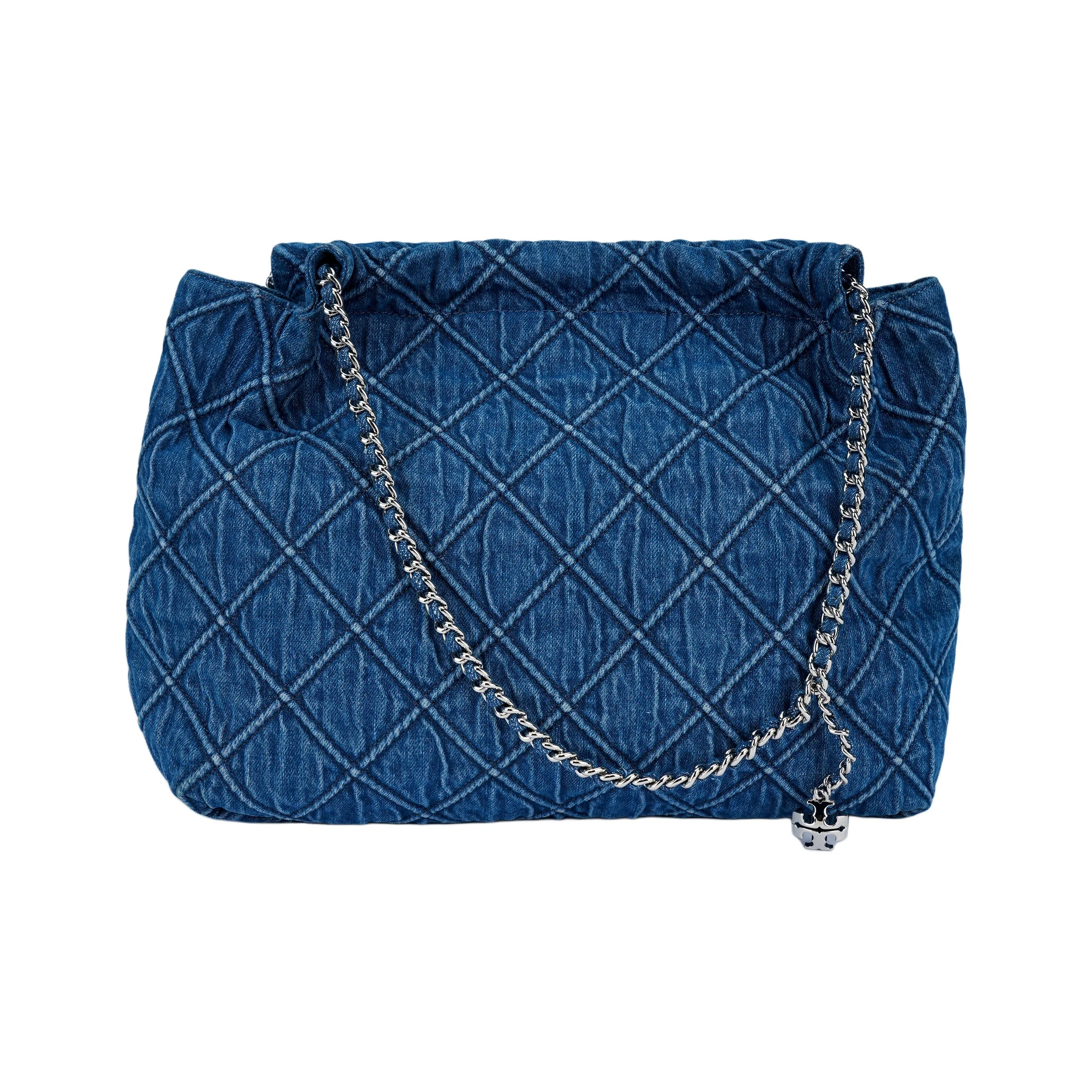 Bolsa de Ombro TORY BURCH Fleming em Tecido Regular Azul Denim para Mulheres