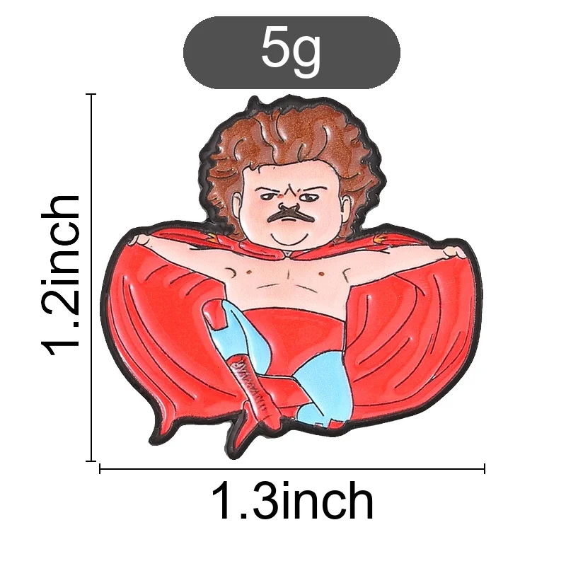 Cartoon Wrestler Character Enamel Pin, Funny Q Version Figure Badge, Fashion Clothes Bags Accessory, Gift for Comedy Movie Fans