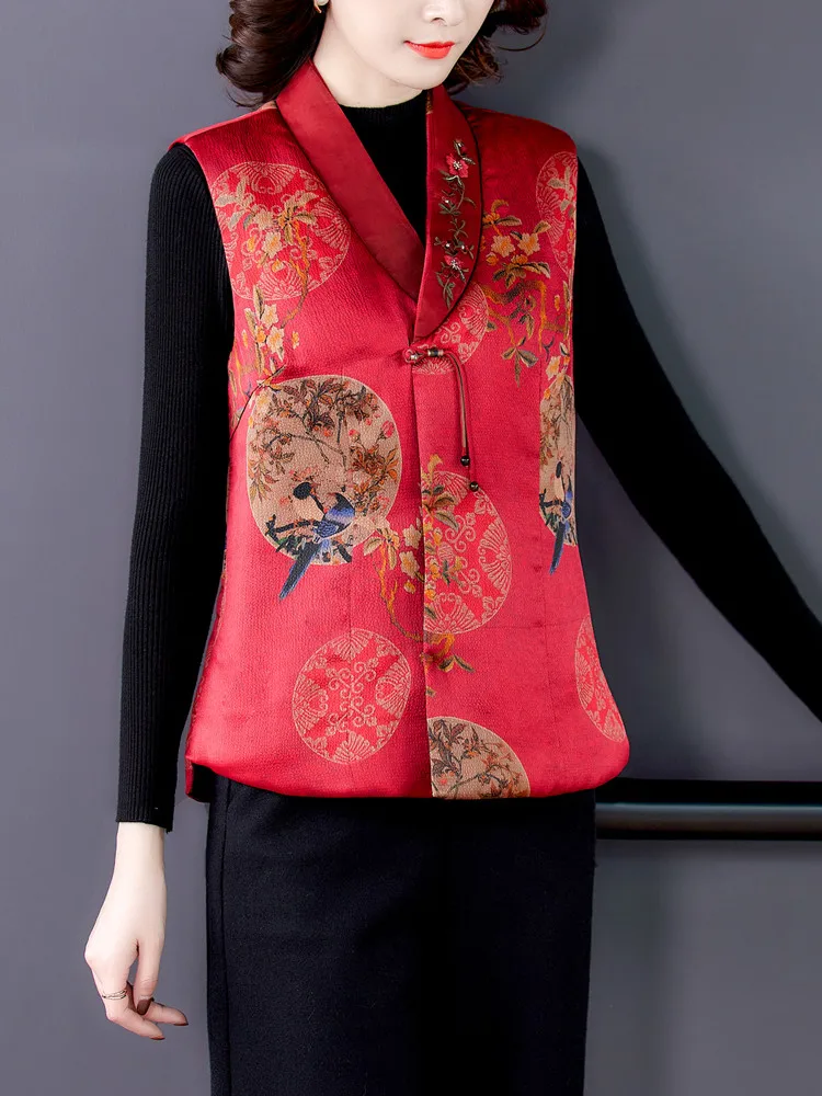 

Высококачественный шелковый жилет, женский новый Sle 2022, осень-зима, хлопковый пух, модная облегающая верхняя одежда, V-Ne с цветочным принтом и одной пуговицей