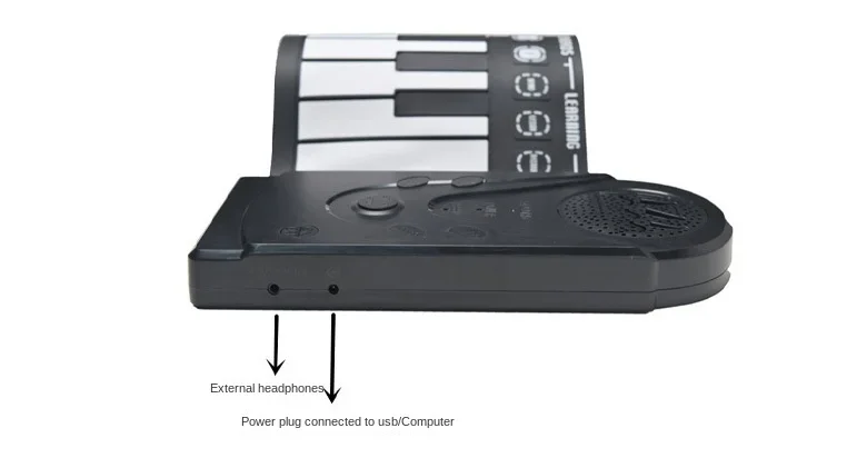 Piano enrollado a mano de 49 teclas tricolor para niños, rompecabezas de educación temprana con música de juguete de altavoz incorporado, Piano plegable conveniente