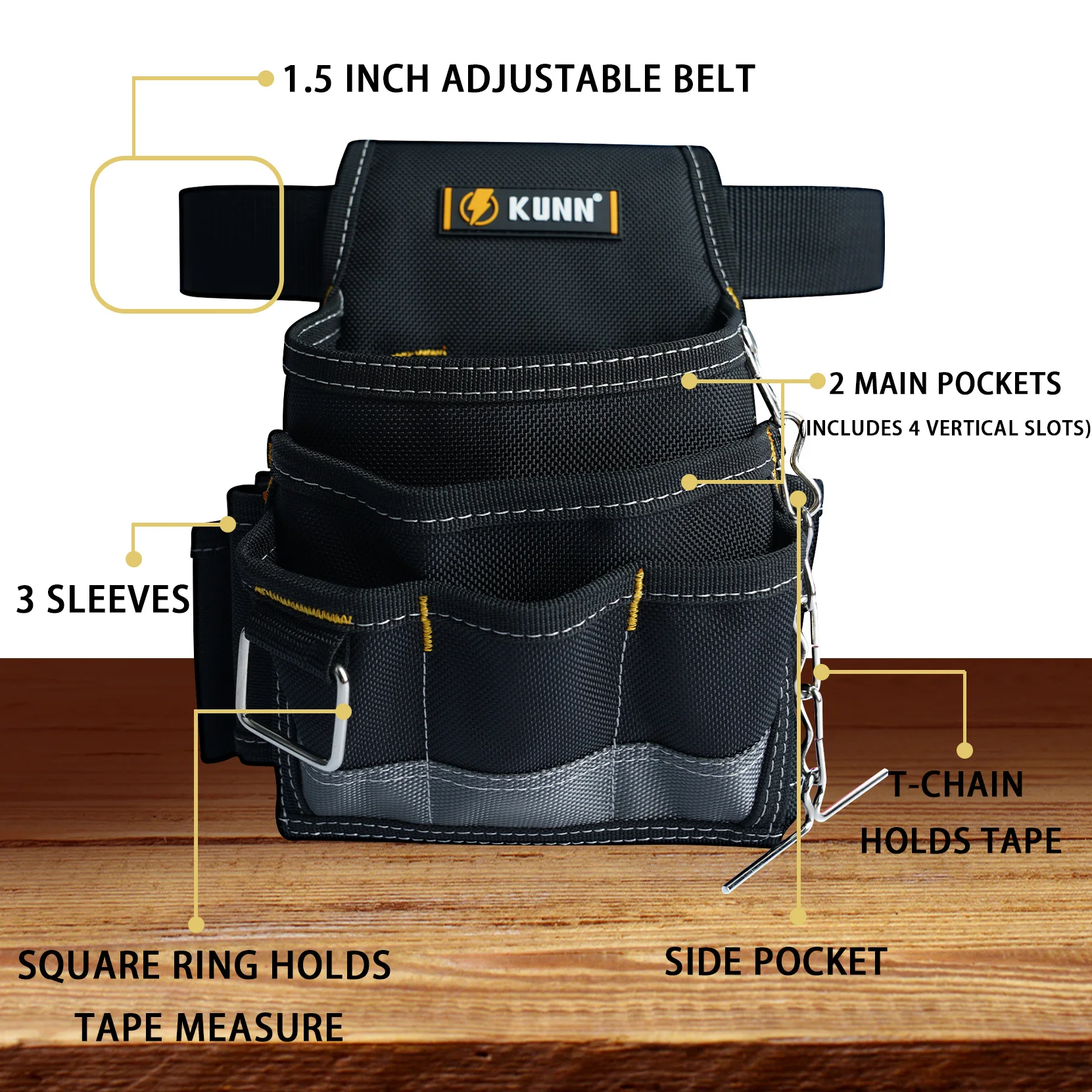 KUNN Electrician Tool Pouch,1680D Durable Tool Pouches with Belt Clip,Professional Electrician Pouch for Maintenance Tradesman