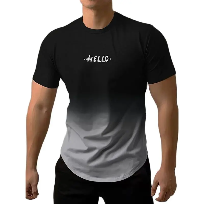 

Fashion Letter Printed T Shirt For Men Contrast Gradient Harajuku Tops Short Sleeve Leisure O-neck Tracksuits Oversized T-shirts