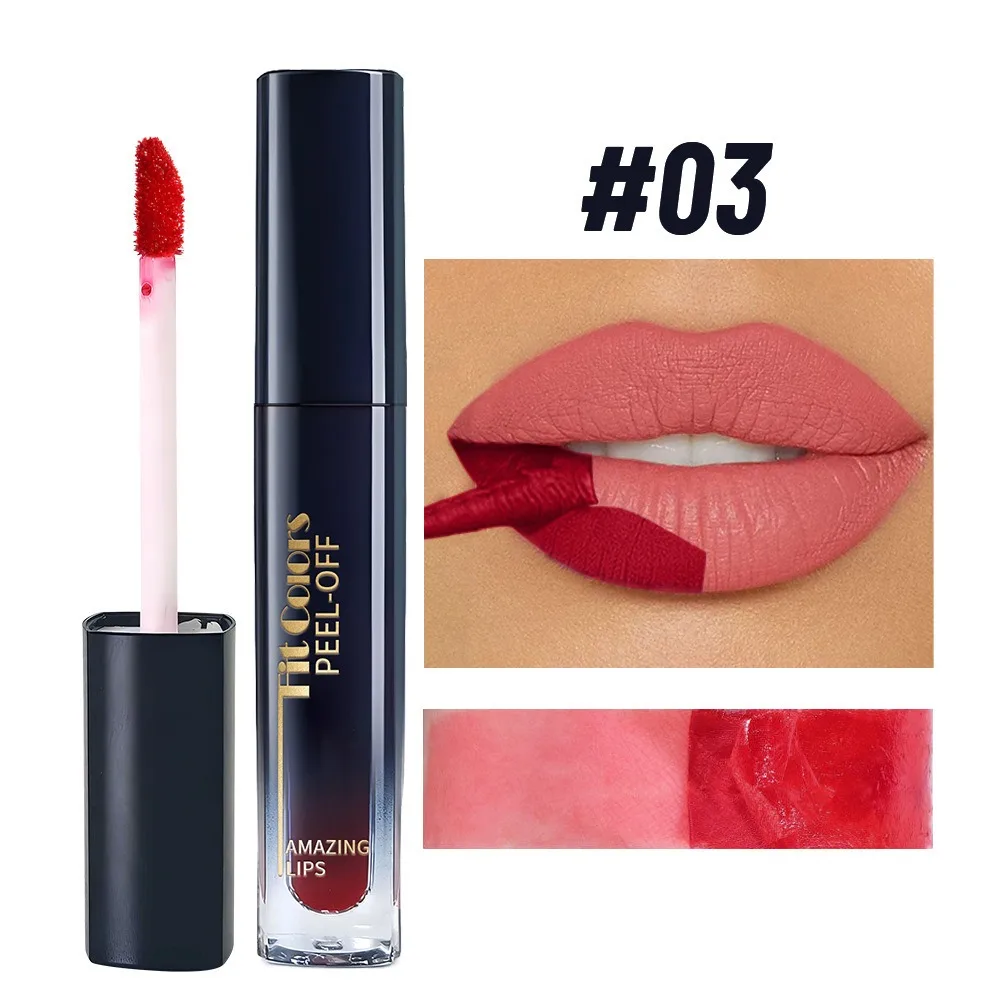 Nieuwe 6-kleuren Lip Liner Peel Langdurige waterdichte matte lippenstift Afscheurbare non-stick cup fluwelen lipglazuur